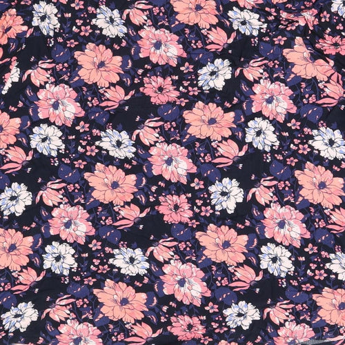Marks and Spencer Womens Black Floral Viscose Basic T-Shirt Size 20 Round Neck