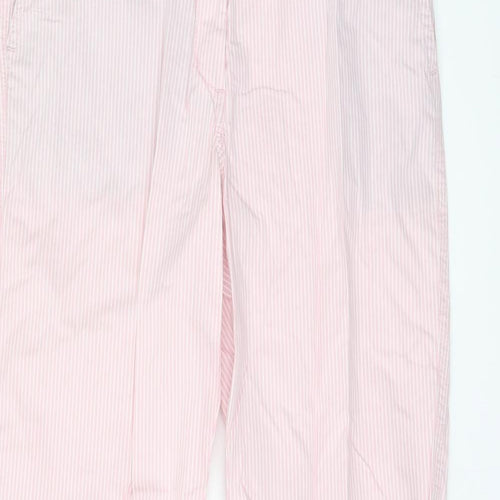 Marks and Spencer Womens Pink Striped Cotton Chino Trousers Size 8 L29 in Regular Zip