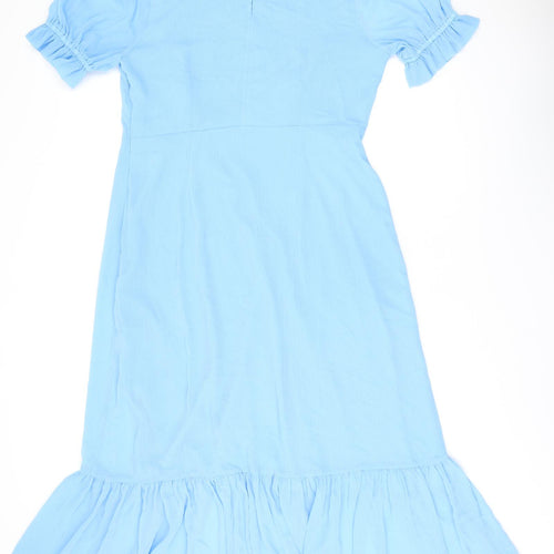 Finery Womens Blue Polyester A-Line Size 18 Round Neck Zip