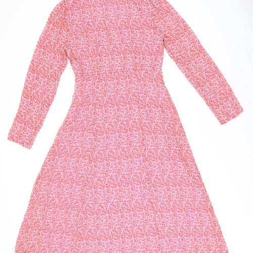 Finery Womens Pink Floral Polyester A-Line Size 10 V-Neck Zip