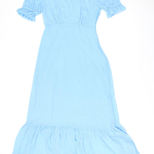 Finery Womens Blue Polyester A-Line Size 10 Round Neck Zip