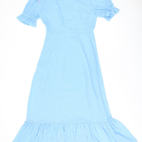 Finery Womens Blue Polyester A-Line Size 10 Round Neck Zip