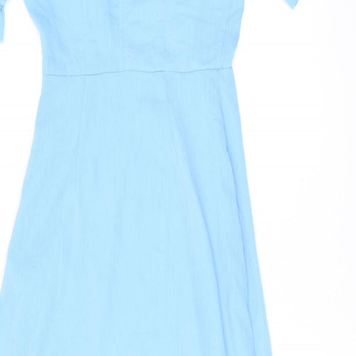 Finery Womens Blue Polyester A-Line Size 10 Round Neck Zip