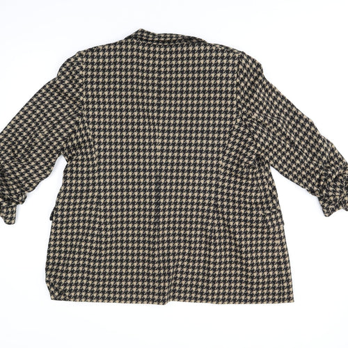 Marks and Spencer Womens Beige Geometric Jacket Blazer Size 16 - Houndstooth