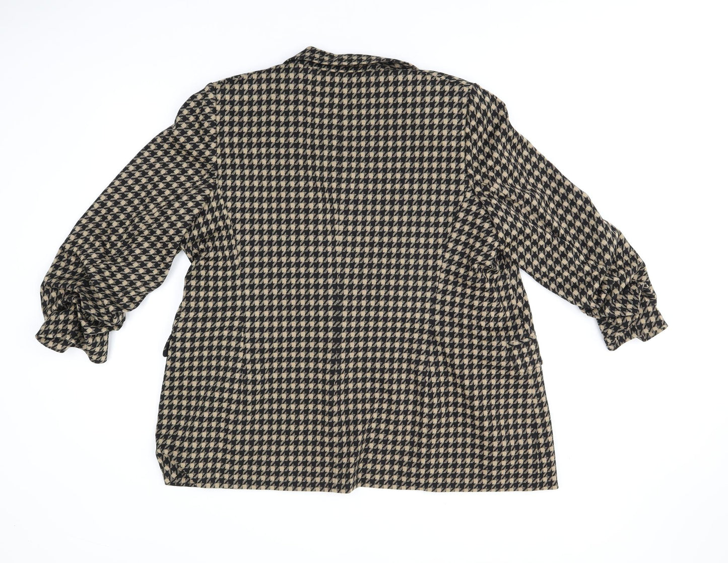 Marks and Spencer Womens Beige Geometric Jacket Blazer Size 16 - Houndstooth