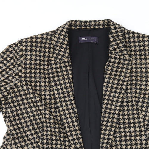 Marks and Spencer Womens Beige Geometric Jacket Blazer Size 16 - Houndstooth