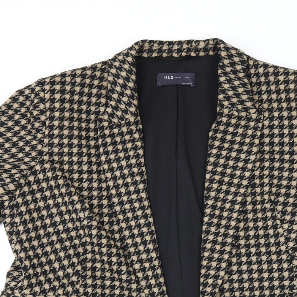 Marks and Spencer Womens Beige Geometric Jacket Blazer Size 16 - Houndstooth