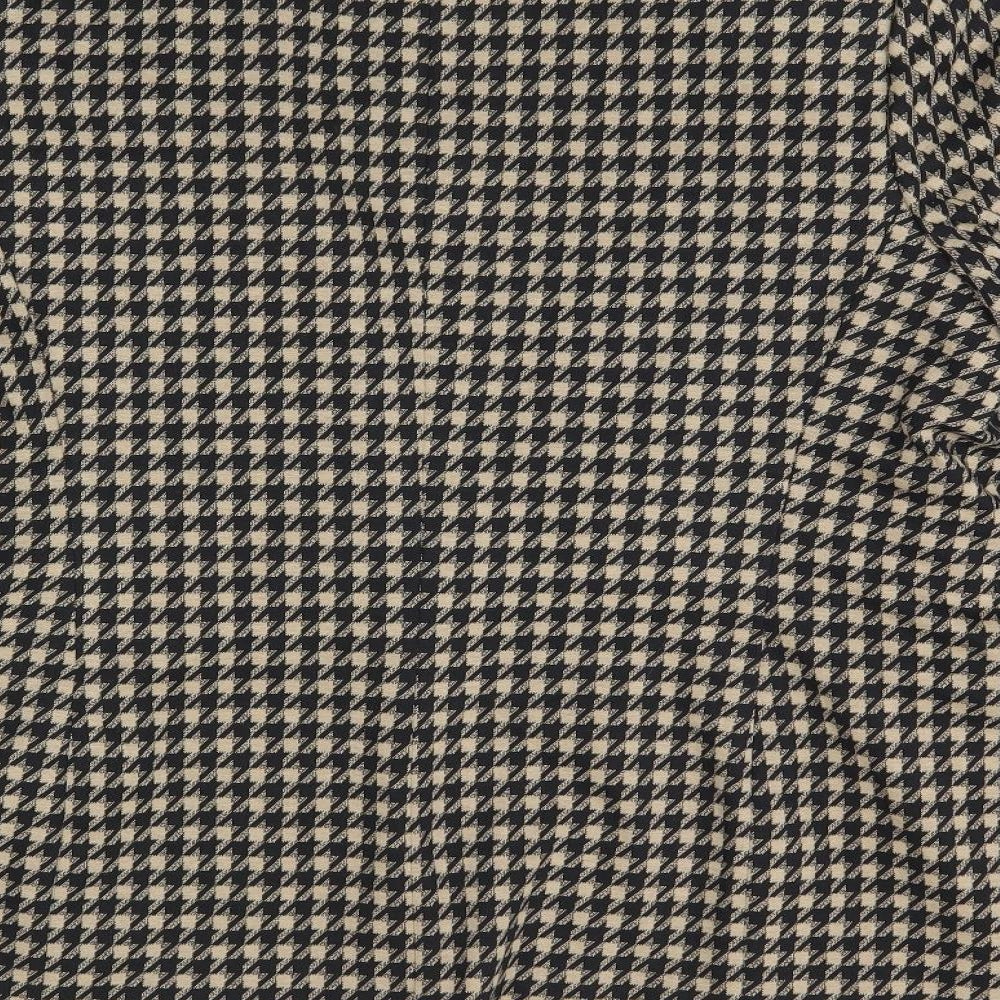 Marks and Spencer Womens Beige Geometric Jacket Blazer Size 16 - Houndstooth