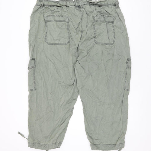 Marks and Spencer Womens Green Lyocell Cargo Trousers Size 24 L22 in Regular Zip - Belted
