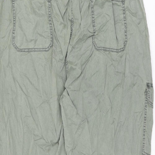 Marks and Spencer Womens Green Lyocell Cargo Trousers Size 24 L22 in Regular Zip - Belted