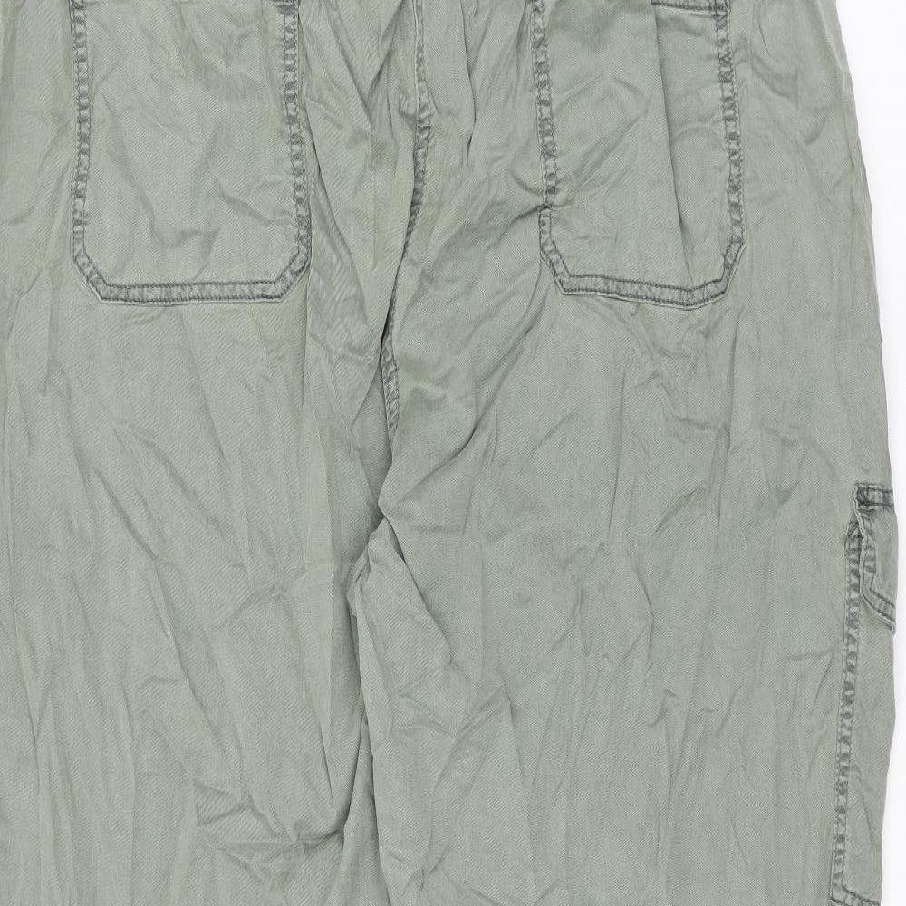 Marks and Spencer Womens Green Lyocell Cargo Trousers Size 24 L22 in Regular Zip - Belted