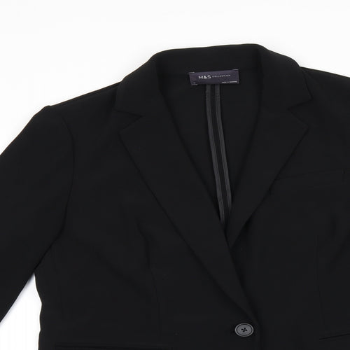 Marks and Spencer Womens Black Polyester Jacket Blazer Size 12
