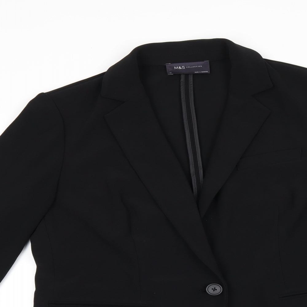 Marks and Spencer Womens Black Polyester Jacket Blazer Size 12