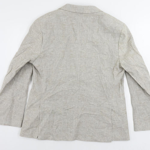 Marks and Spencer Mens Beige Plaid Linen Jacket Blazer Size 42 Regular
