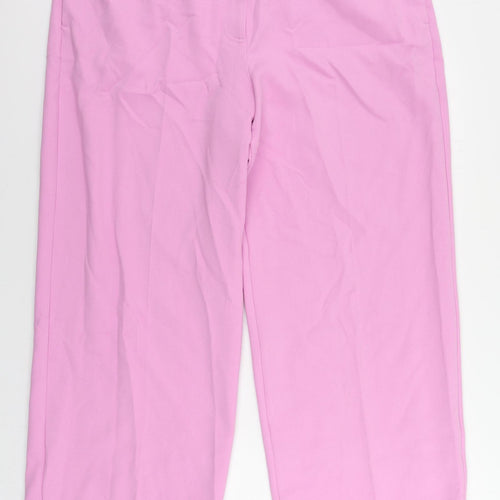 Marks and Spencer Womens Pink Polyester Trousers Size 20 L27 in Regular Zip