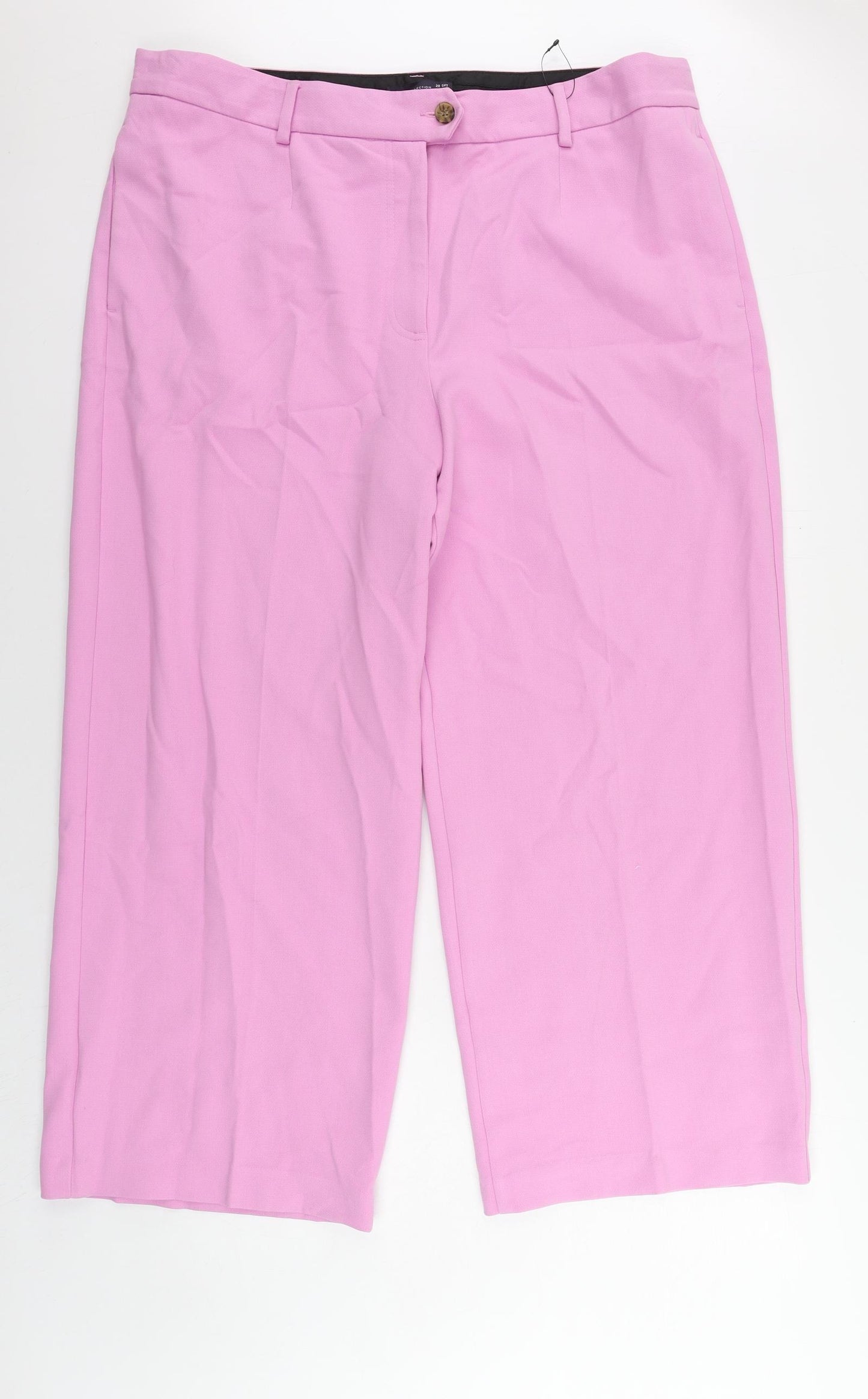 Marks and Spencer Womens Pink Polyester Trousers Size 20 L27 in Regular Zip