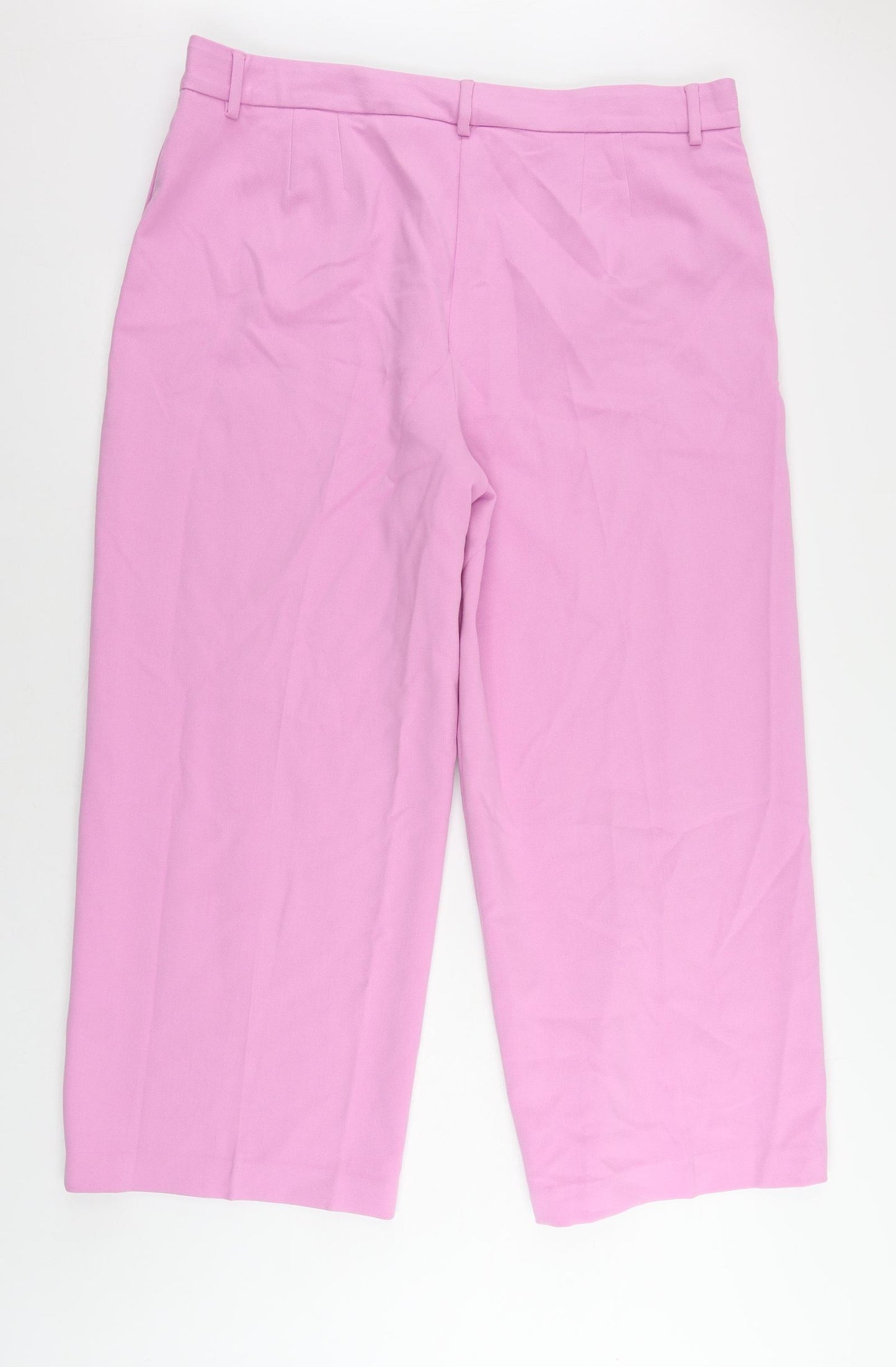 Marks and Spencer Womens Pink Polyester Trousers Size 20 L27 in Regular Zip