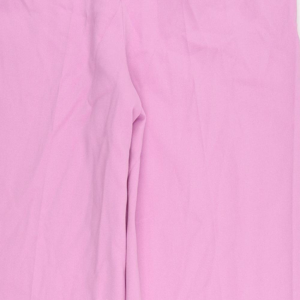 Marks and Spencer Womens Pink Polyester Trousers Size 20 L27 in Regular Zip