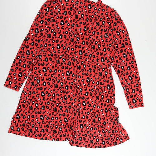 Marks and Spencer Womens Red Animal Print Viscose T-Shirt Dress Size 18 Crew Neck Pullover