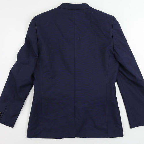 Moss London Mens Blue Polyester Jacket Suit Jacket Size 40 Regular