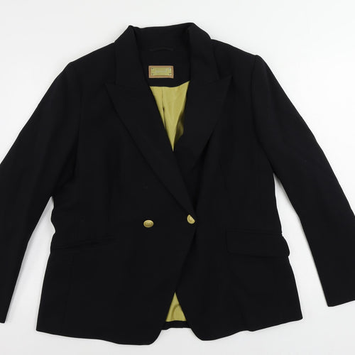 Per Una Womens Black Jacket Blazer Size 18 Button