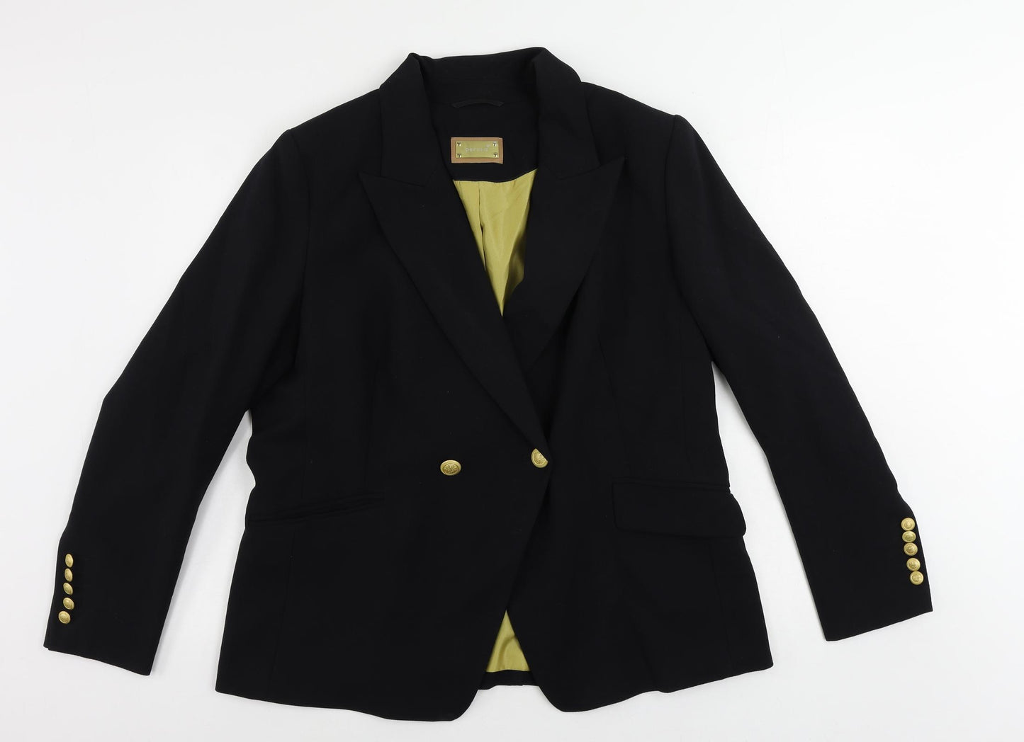 Per Una Womens Black Jacket Blazer Size 18 Button