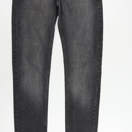 Topman Mens Grey Cotton Skinny Jeans Size 28 in L32 in Regular Button