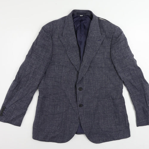 Marks and Spencer Mens Blue Linen Jacket Blazer Size 42 Regular