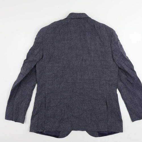 Marks and Spencer Mens Blue Linen Jacket Blazer Size 42 Regular