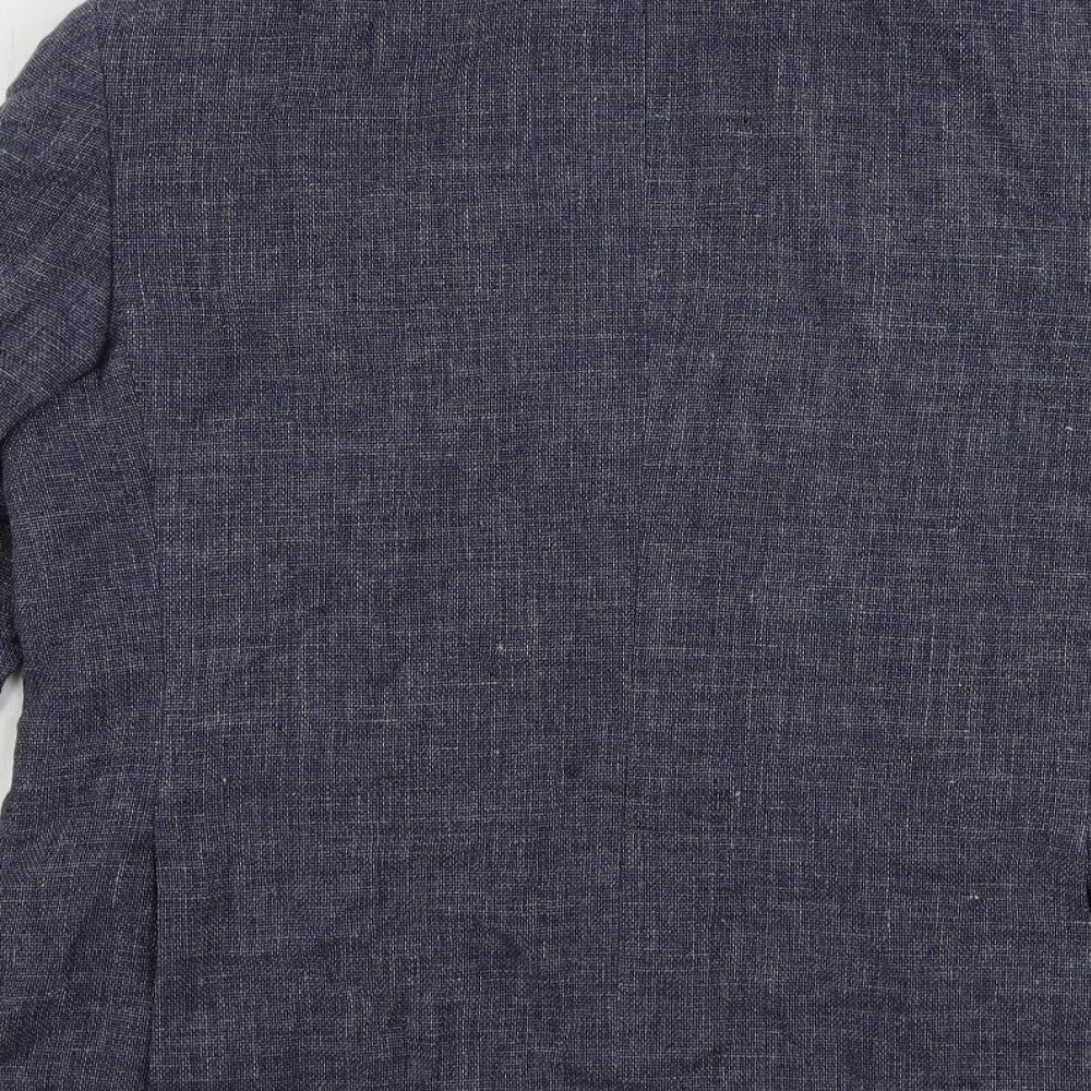 Marks and Spencer Mens Blue Linen Jacket Blazer Size 42 Regular