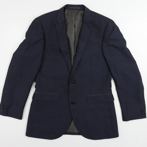NEXT Mens Blue Polyester 3 Piece Suit Jacket Size 38 Regular