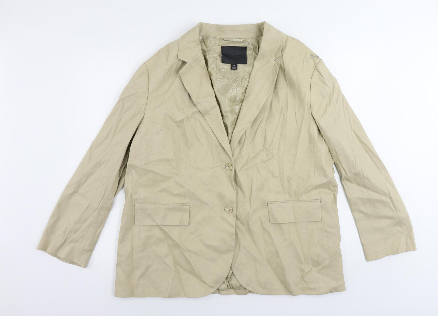 Marks and Spencer Womens Beige Jacket Blazer Size 16 Button