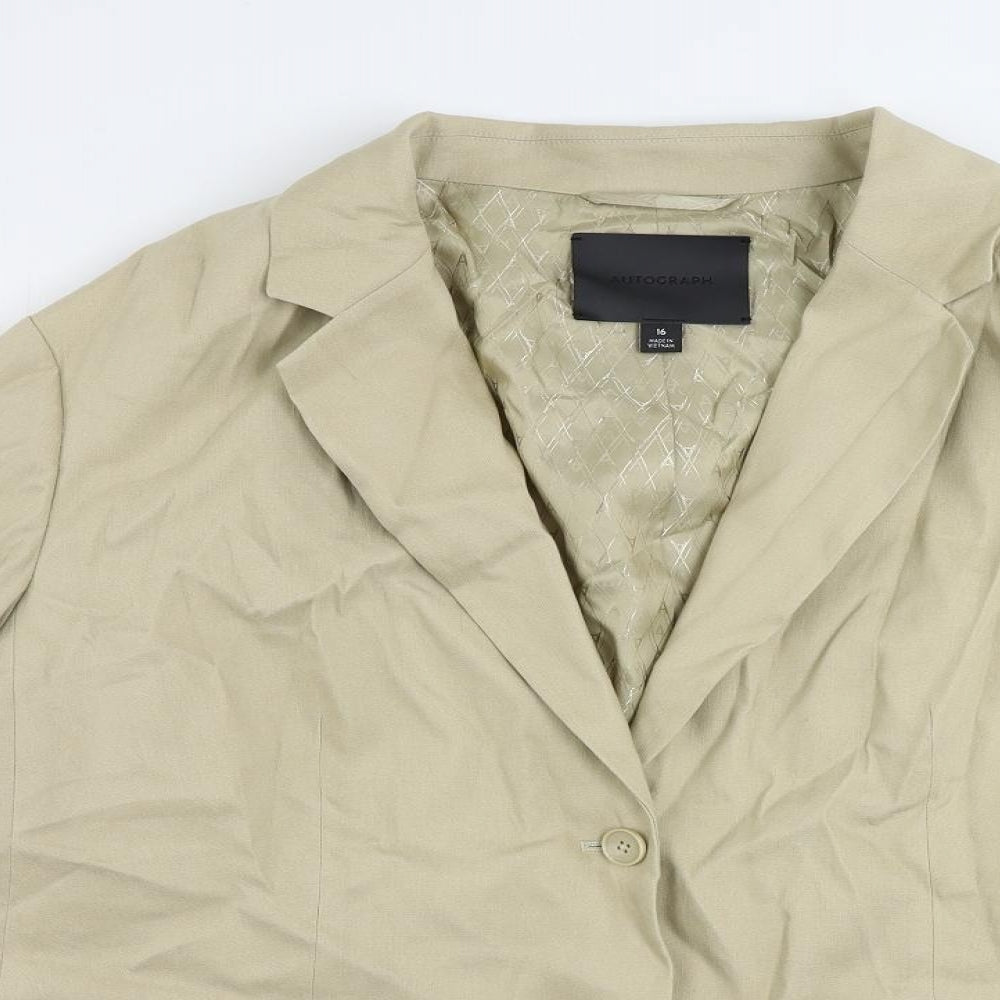 Marks and Spencer Womens Beige Jacket Blazer Size 16 Button