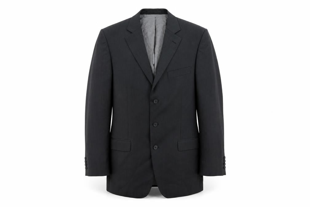 Front view of Marks & Spencer men’s grey wool jacket suit jacket, size 40, regular