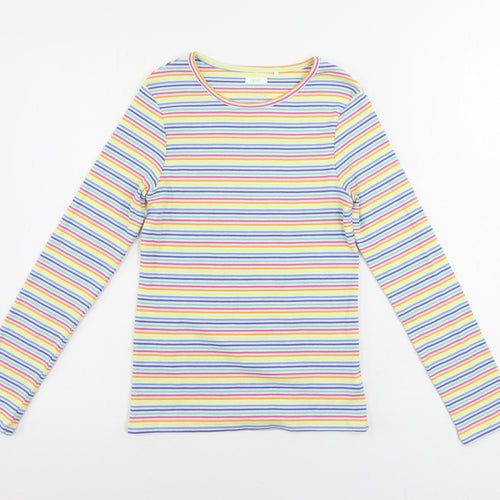 NEXT Girls Multicoloured Striped Cotton Pullover T-Shirt Size 12 Years Crew Neck Pullover