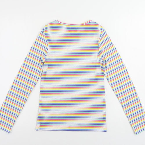 NEXT Girls Multicoloured Striped Cotton Pullover T-Shirt Size 12 Years Crew Neck Pullover