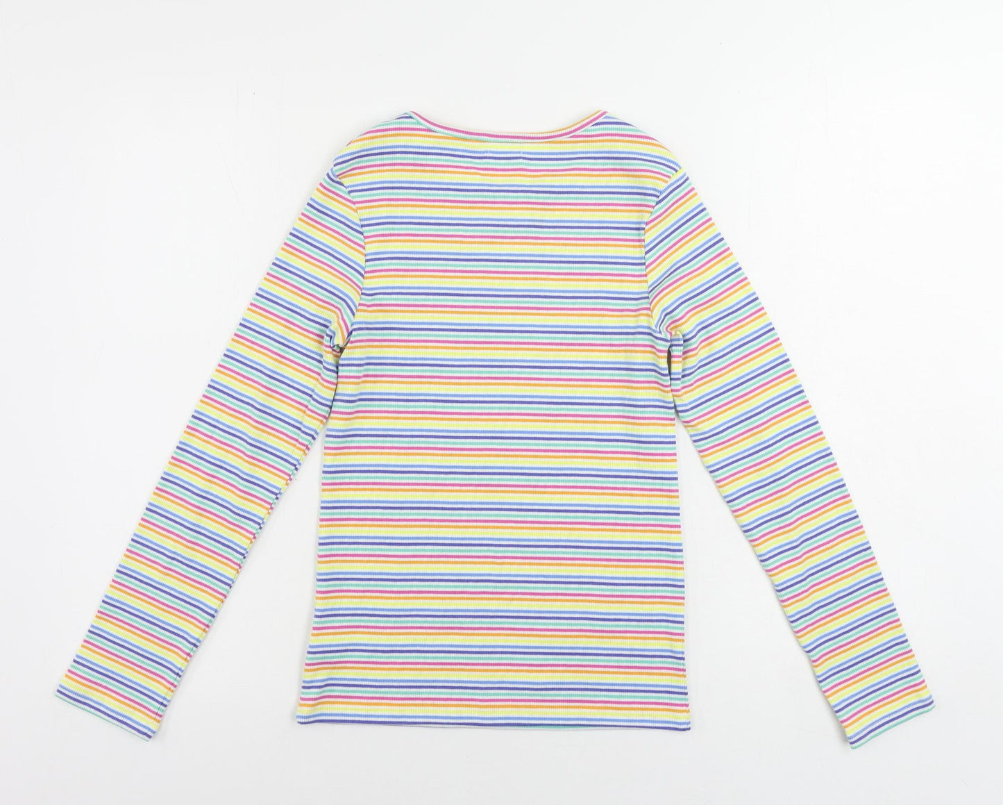 NEXT Girls Multicoloured Striped Cotton Pullover T-Shirt Size 12 Years Crew Neck Pullover