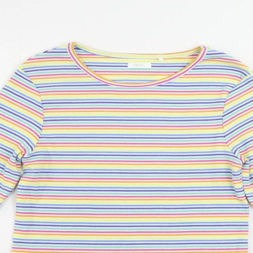 NEXT Girls Multicoloured Striped Cotton Pullover T-Shirt Size 12 Years Crew Neck Pullover