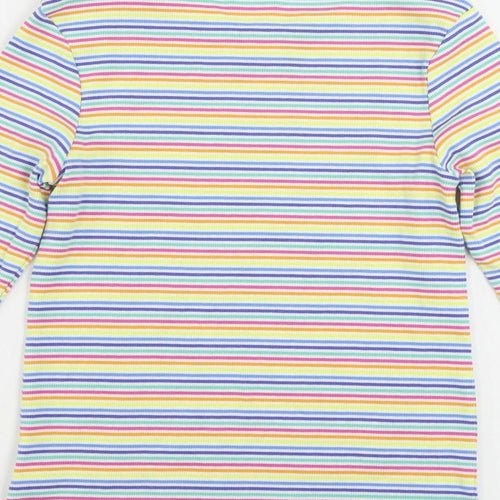 NEXT Girls Multicoloured Striped Cotton Pullover T-Shirt Size 12 Years Crew Neck Pullover