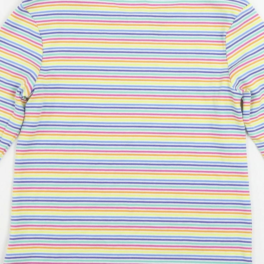 NEXT Girls Multicoloured Striped Cotton Pullover T-Shirt Size 12 Years Crew Neck Pullover