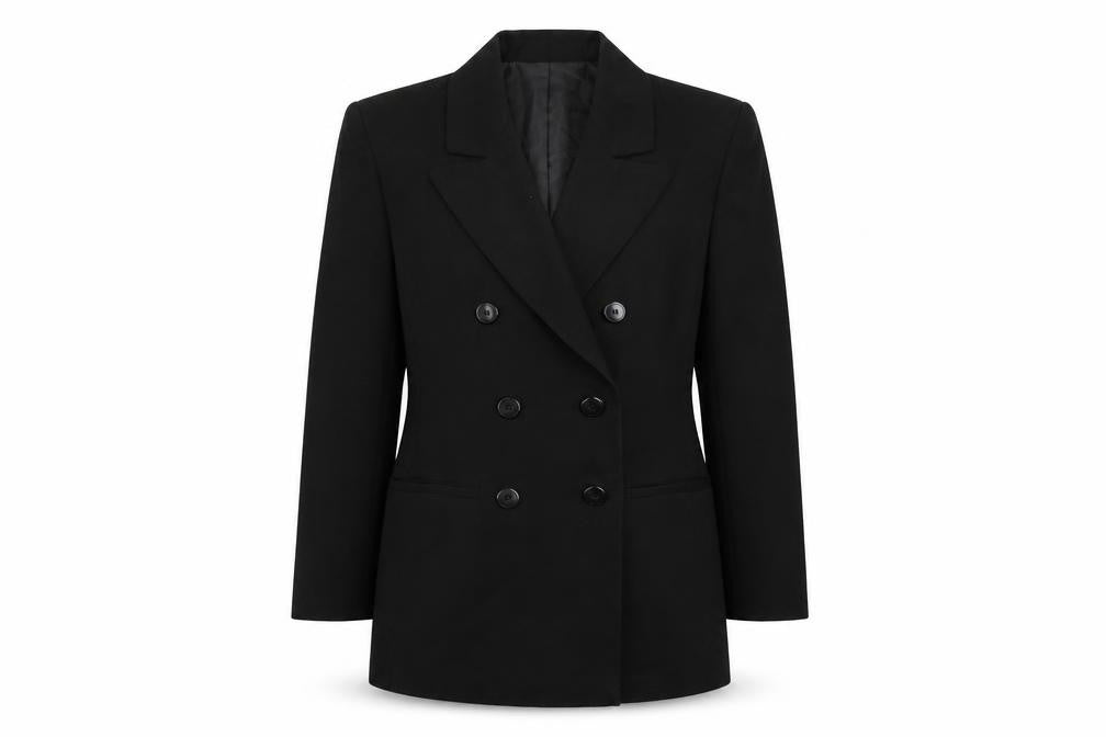 Front view of St Michael women’s black jacket blazer, size UK 10, button