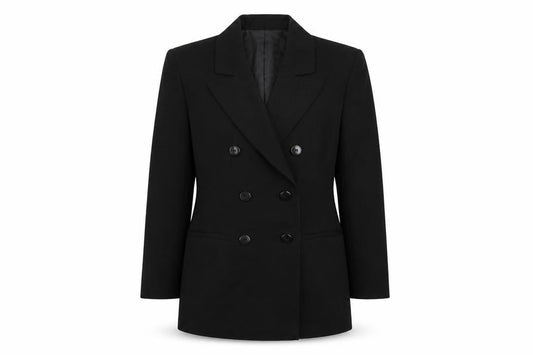 Front view of St Michael women’s black jacket blazer, size UK 10, button