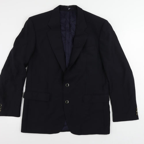 St Michael Mens Blue Wool Jacket Blazer Size 40 Regular