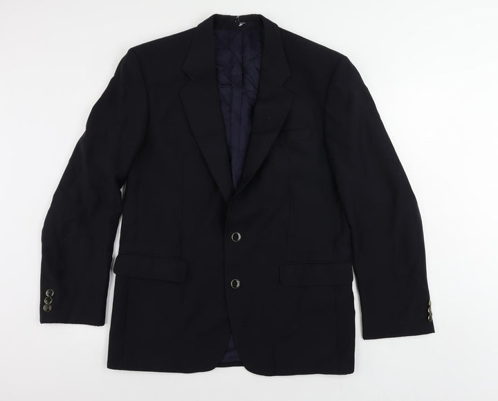 St Michael Mens Blue Wool Jacket Blazer Size 40 Regular