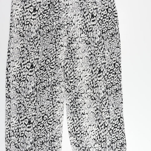 Marks and Spencer Womens Grey Animal Print Polyester Trousers Size 20 L28 in Regular Drawstring - Adjustable Waist
