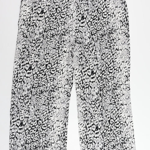 Marks and Spencer Womens Grey Animal Print Polyester Trousers Size 20 L28 in Regular Drawstring - Adjustable Waist
