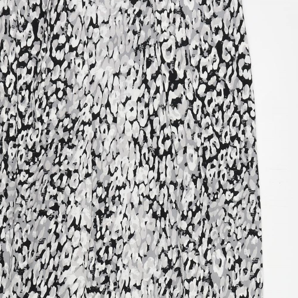 Marks and Spencer Womens Grey Animal Print Polyester Trousers Size 20 L28 in Regular Drawstring - Adjustable Waist
