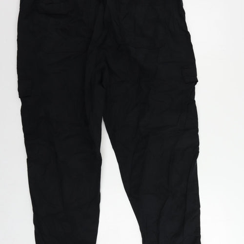 Marks and Spencer Womens Black Lyocell Cargo Trousers Size 20 L28 in Regular Button
