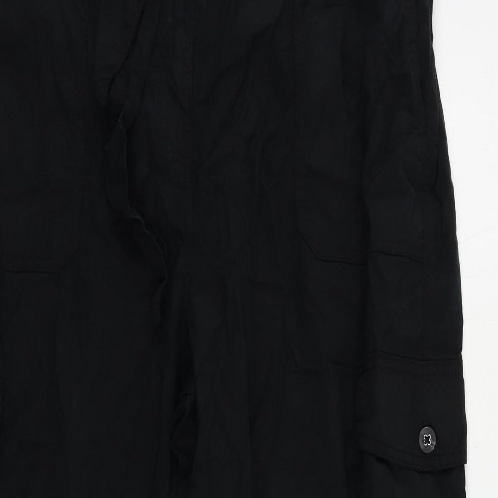 Marks and Spencer Womens Black Lyocell Cargo Trousers Size 20 L28 in Regular Button