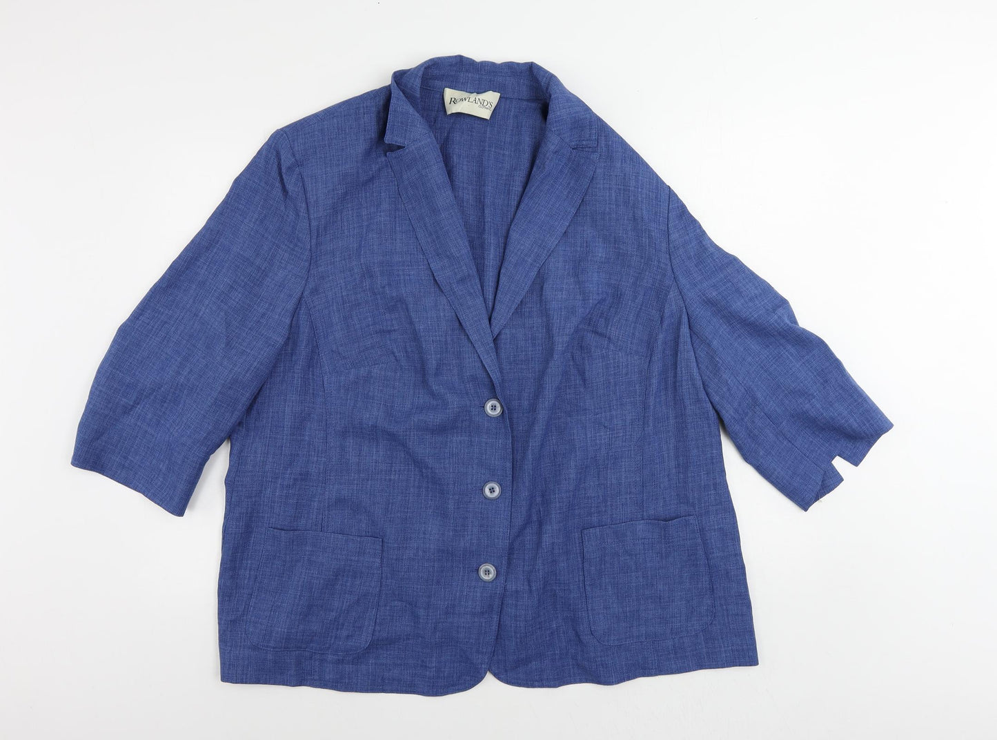 Rowlands Womens Blue Jacket Blazer Size 24 Button
